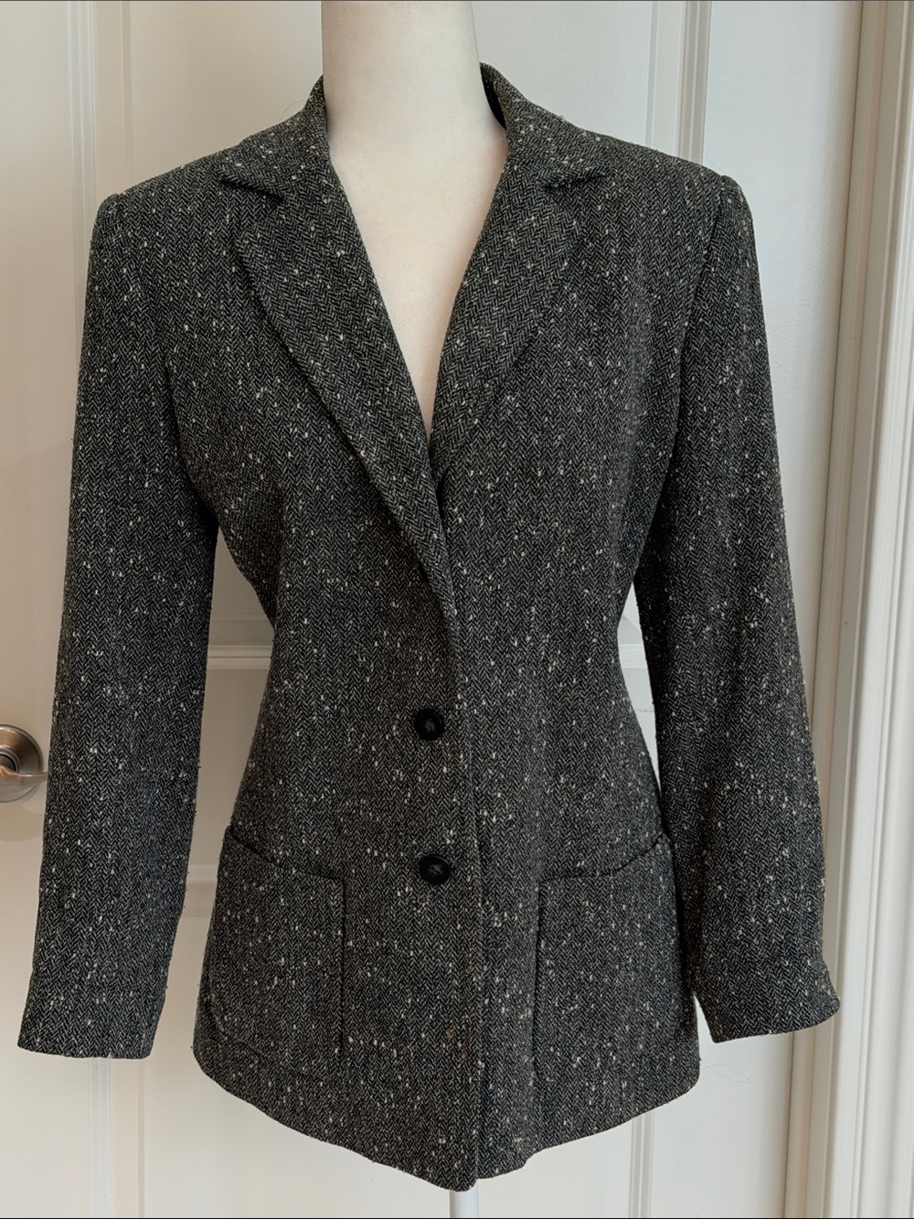Vintage Charcoal Tweed Blazer Jacket Doncaster 90’s